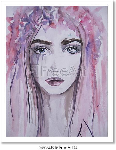 450x580 Free Art Print Of Woman Face Portrait. Abstract Watercolor. Woman - Watercolor Woman Face