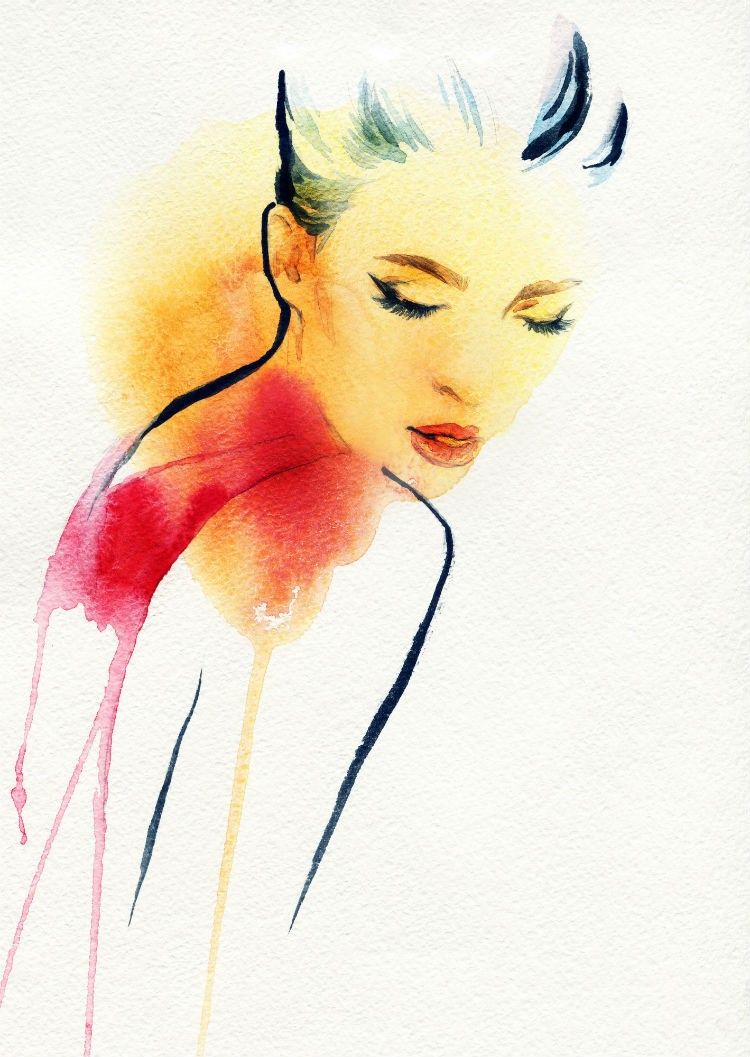 750x1057 Style Sketches O Lado Ilustrado Do Mundo Da Moda ~to Illustrate - Watercolor Woman Face