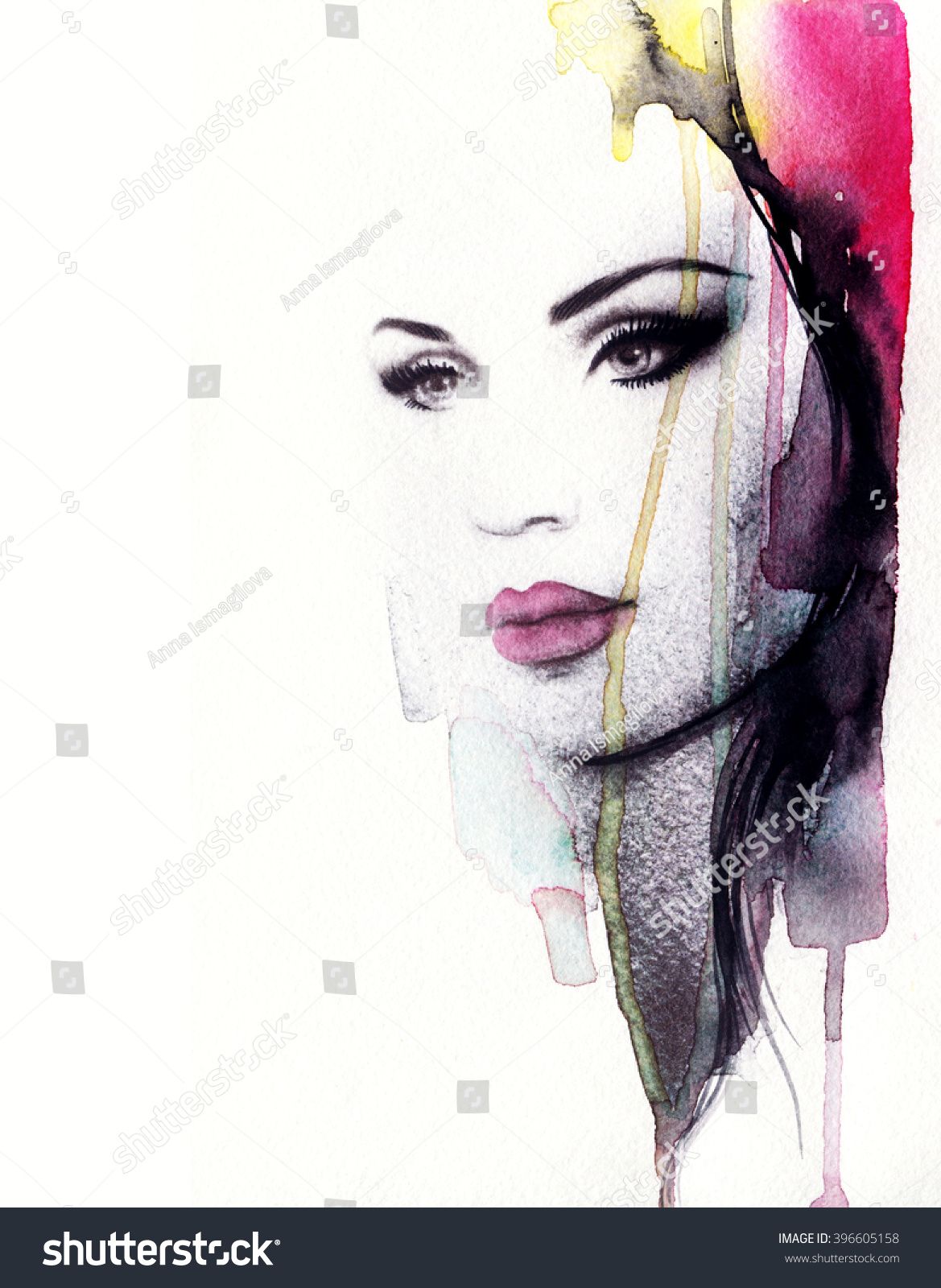 1169x1600 Abstract Fashion Watercolor Illustration. Beautiful Woman Face - Watercolor Woman Face