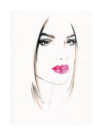 338x450 Woman Face.abstract Watercolor .fashion Background Art Print By - Watercolor Woman Face