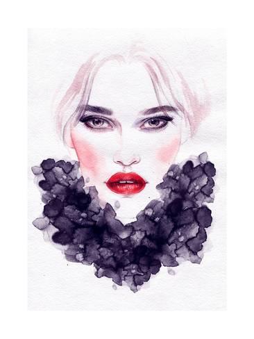 366x488 Beautiful Woman Face. Watercolor Illustration Posters By Anna - Watercolor Woman Face