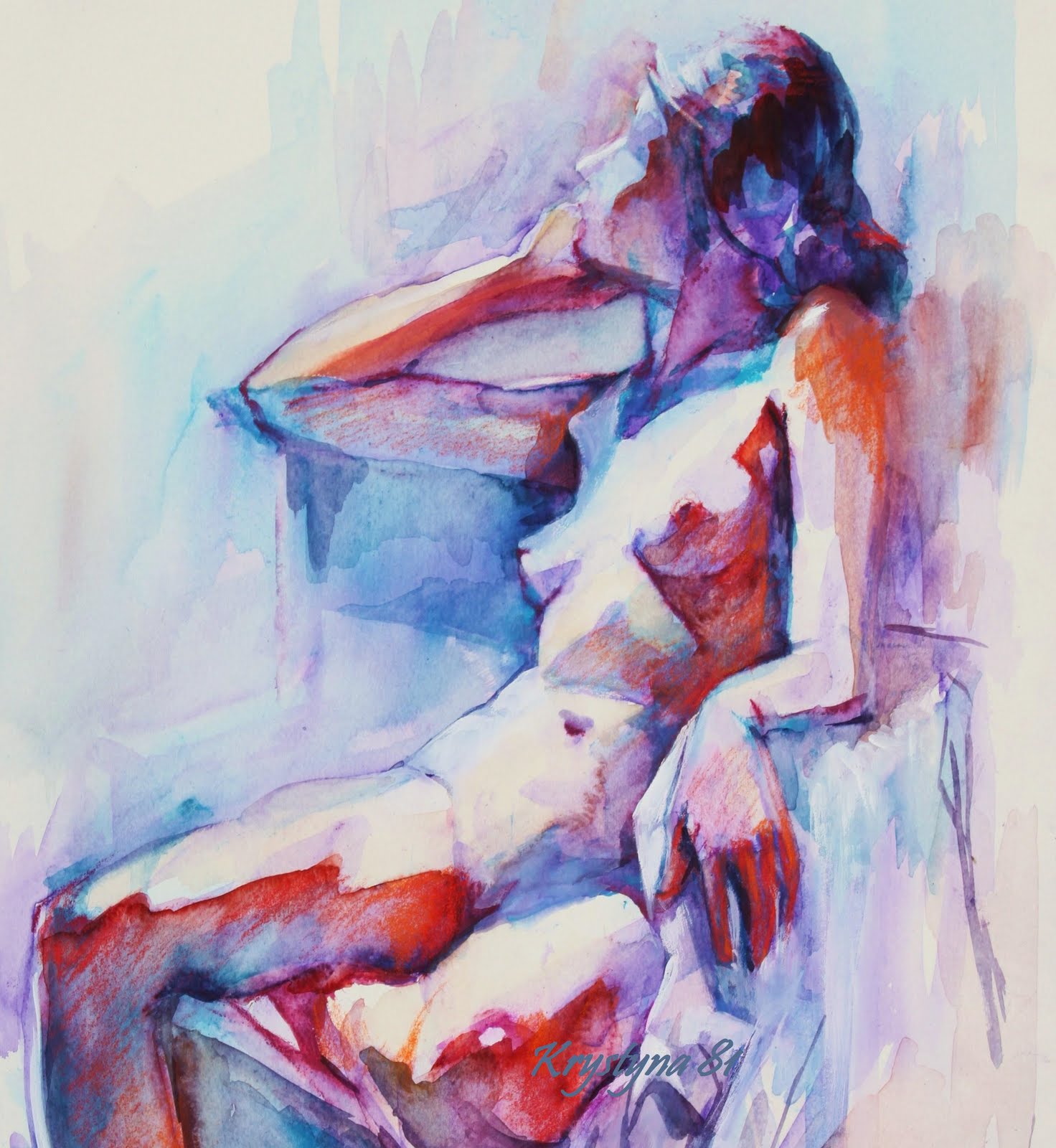1472x1600 Figures...my Art And My Life Watercolor In Warm And Cool. - Watercolor Woman Figure