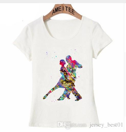 493x518 2018 Harajuku Figure Skating Girl Watercolor Art T Shirt Summer - Watercolor Woman Figure