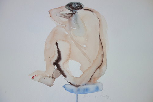 500x333 Woman In Bath By Zi Ling (2017) Work On Paper Watercolor On - Watercolor Woman Figure