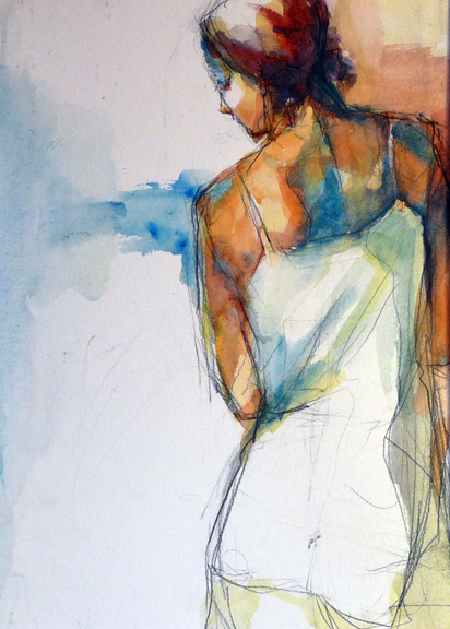 412x576 Woman In A White Dress Art By Meghan Taylor - Watercolor Woman Figure