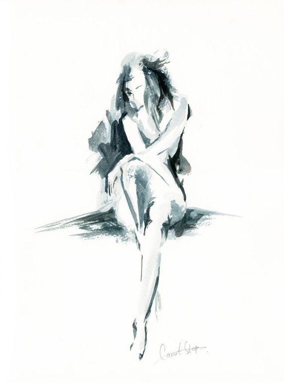 570x780 Female Figure Original Watercolor Painting Woman Figurative Etsy - Watercolor Woman Figure