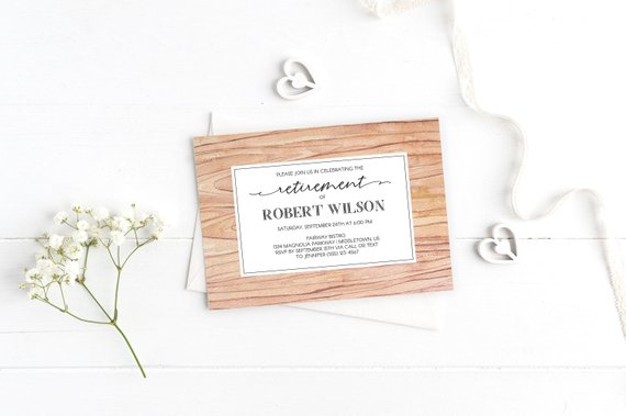 570x379 Printable Retirement Party Invitation Watercolor Wood Grain Etsy - Watercolor Wood Grain
