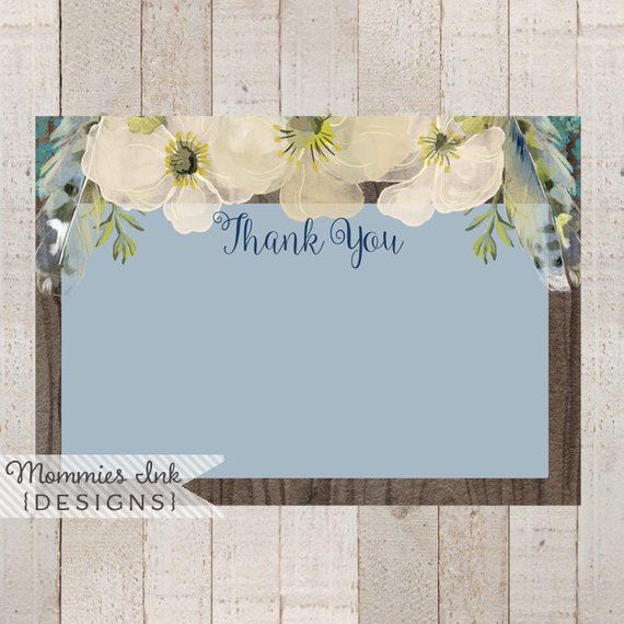 570x570 Spring Thank You Note,wood Grain Floral Thank You,boho Chic - Watercolor Wood Grain