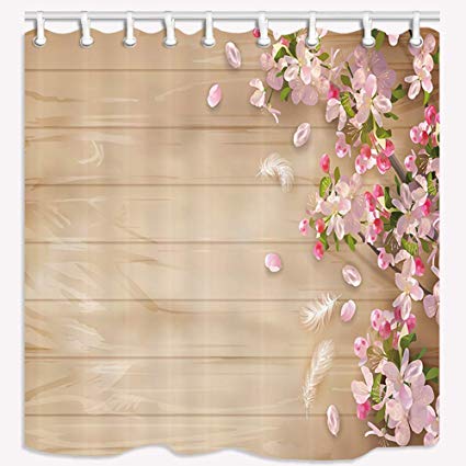 425x425 Nymb Brown Shower Curtain, Watercolor Wood Grain Plum - Watercolor Wood Grain