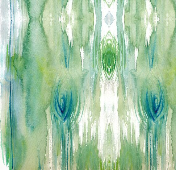 570x551 Woodgrain Blue Green Watercolor Fabric - Watercolor Wood Grain