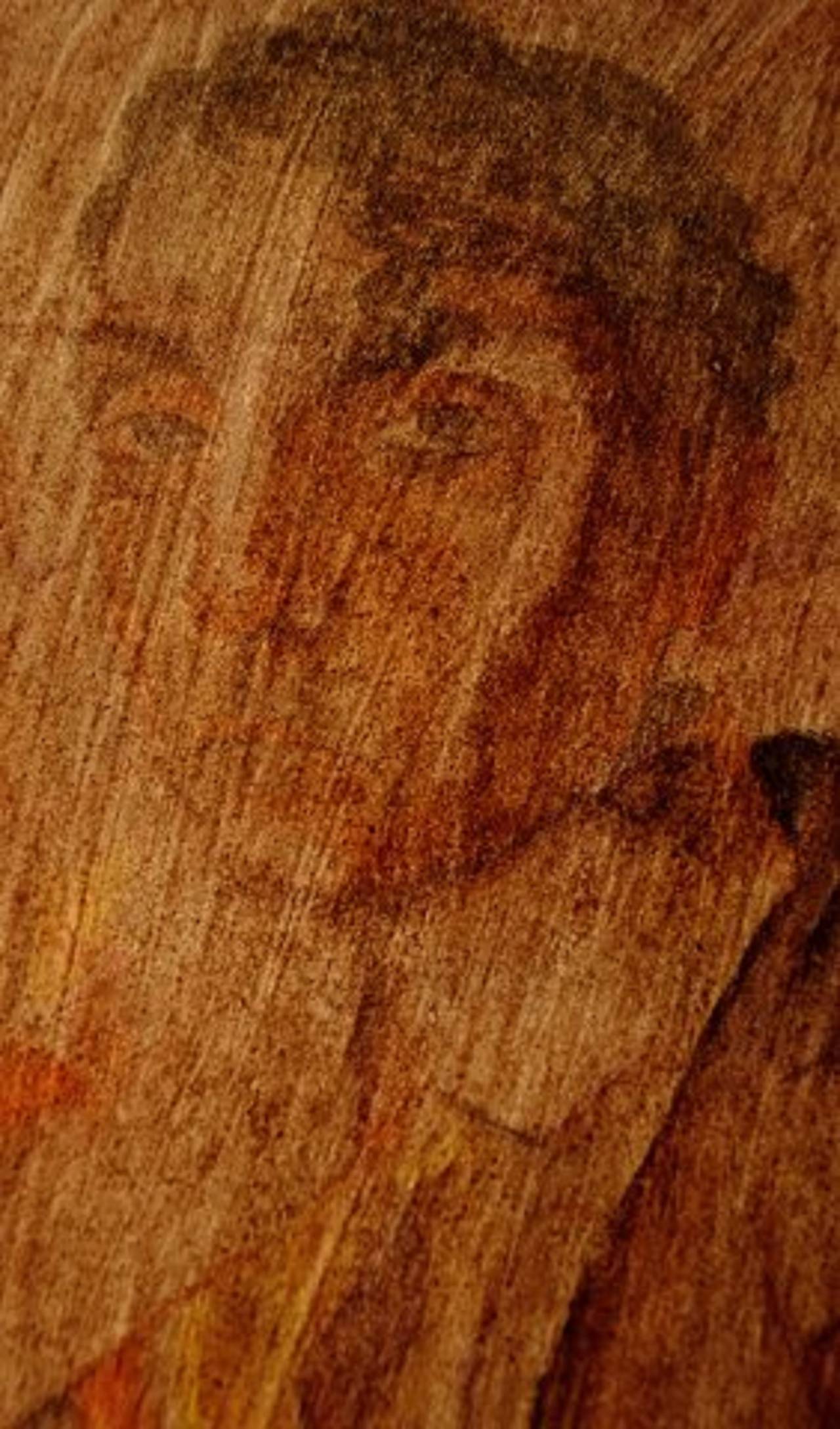 1280x2178 Art Deco Portrait Of A Man, Watercolor On Paper Pasted On A Wooden - Watercolor Wood Stain