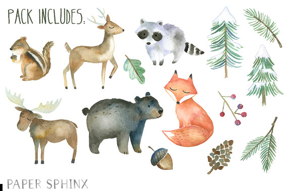 Watercolor Woodland Animals