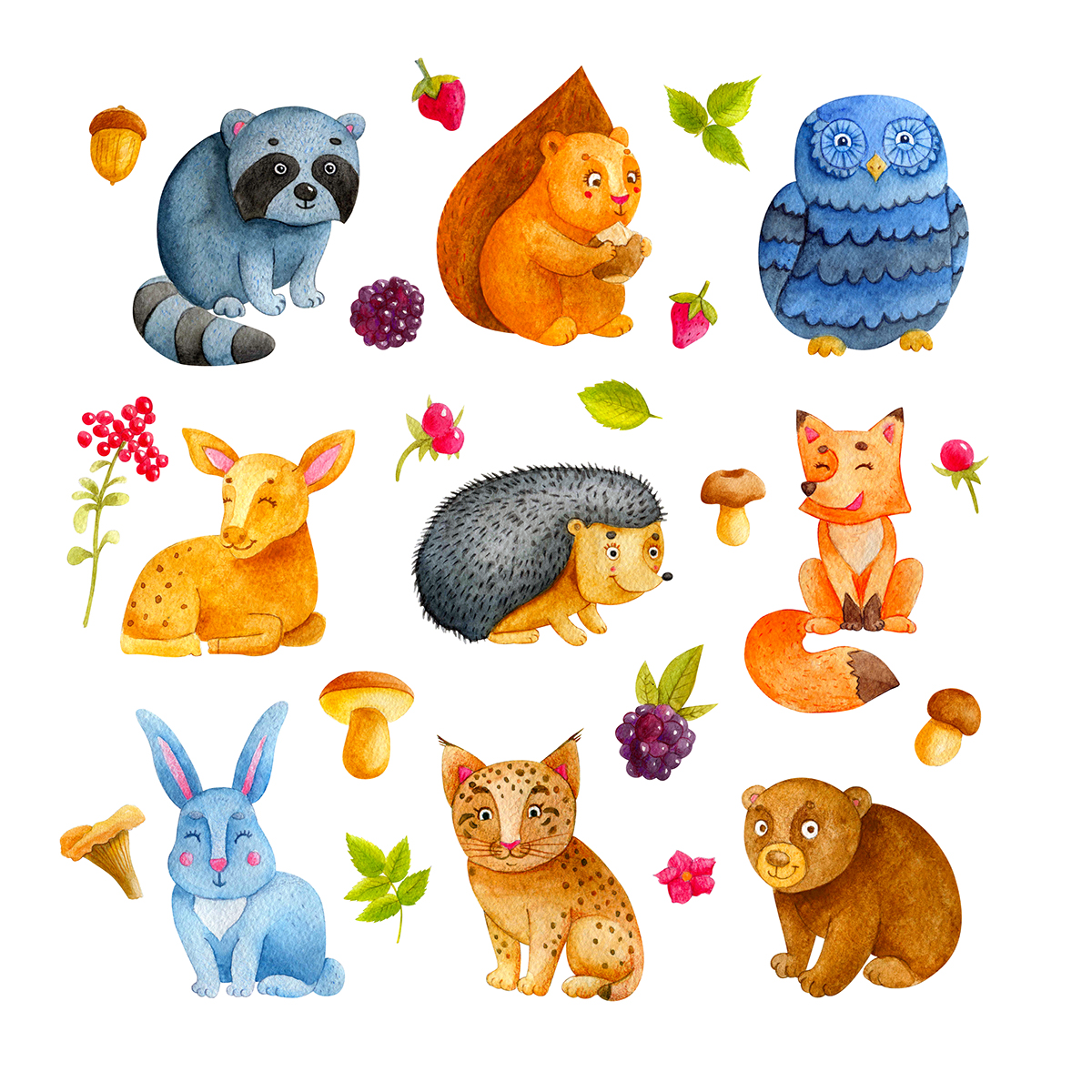 1200x1200 Watercolor Woodland Animals On Behance - Watercolor Woodland Animals