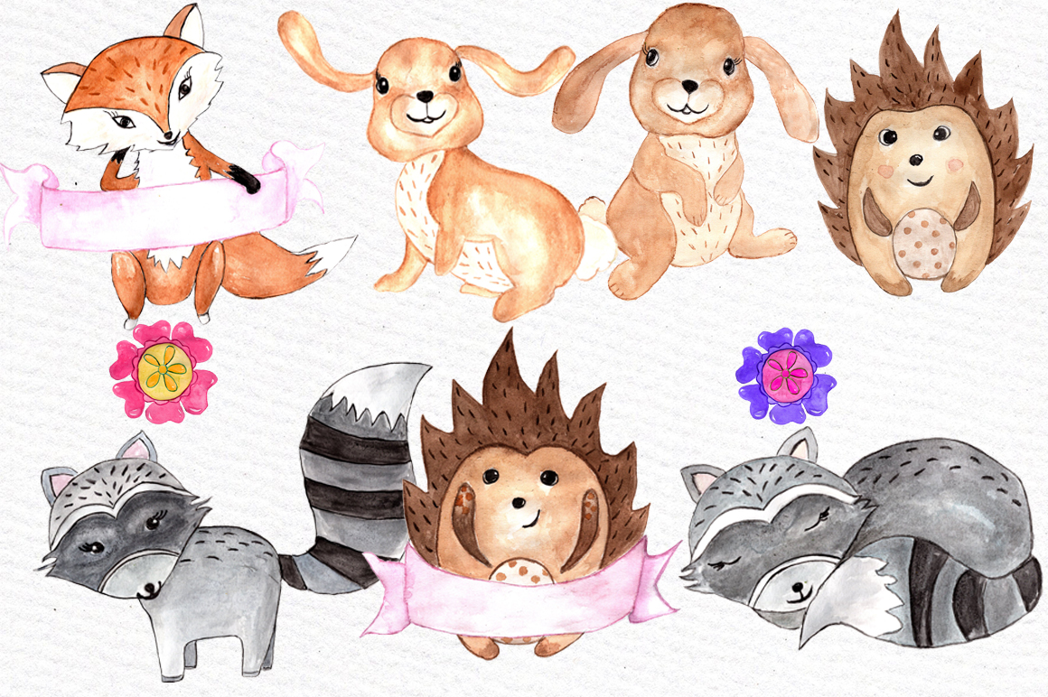 1160x772 Watercolor Woodland Animals Clipart By Vivastarkids - Watercolor Woodland Animals