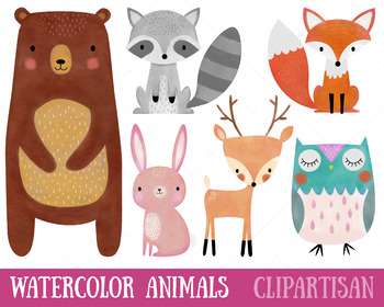 350x280 Woodland Animals Clip Art By Clipartisan Teachers Pay Teachers - Watercolor Woodland Animals