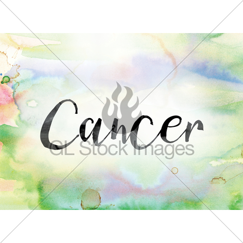 500x500 Cancer Colorful Watercolor And Ink Word Art Gl Stock Images - Watercolor Word Art
