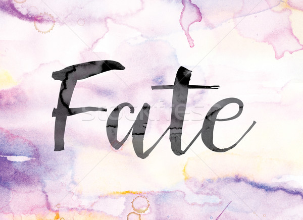 600x436 Fate Colorful Watercolor And Ink Word Art Stock Photo Jason - Watercolor Word Art