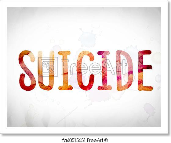 560x470 Free Art Print Of Suicide Concept Watercolor Word Art. The Word - Watercolor Word Art