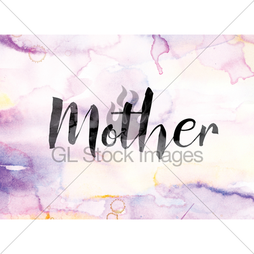 500x500 Mother Colorful Watercolor And Ink Word Art Gl Stock Images - Watercolor Word Art