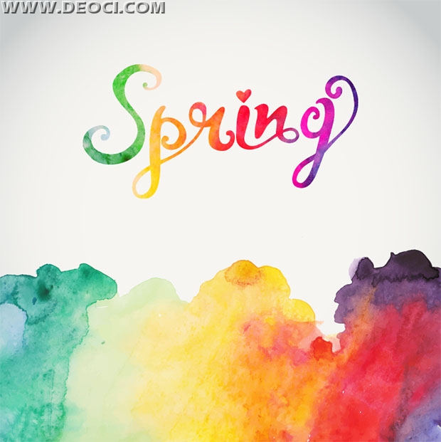 620x621 Watercolor Background Spring Wordart Eps File To Download - Watercolor Word Art