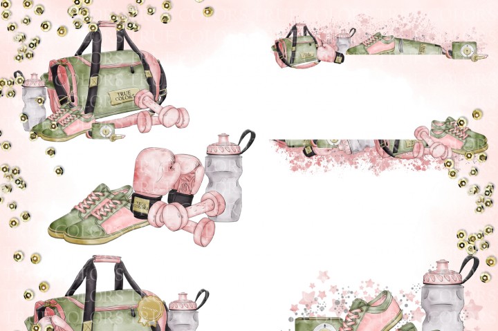 720x479 Workout Clip Art Sport Gym Fashion Illustration Planner Stickers - Watercolor Workout