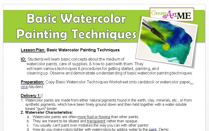 842x528 Basic Watercolor Painting Techniques Lesson Plan And Worksheet - Watercolor Worksheet