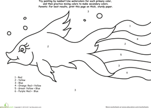 301x215 Watercolor Paint By Number Rainbow Fish Worksheet - Watercolor Worksheet