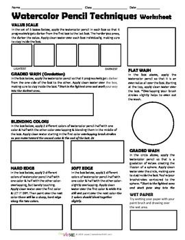 270x350 Watercolor Pencil Techniques Worksheet Teacherspayteachers - Watercolor Worksheet