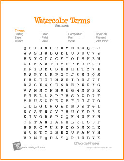 256x332 Watercolor Terms Word Search Worksheet - Watercolor Worksheet