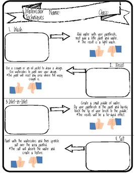 268x350 Watercolor Technique Worksheet By Arty Smarty Teachers Pay Teachers - Watercolor Worksheet