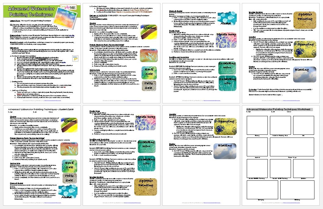 1059x687 Advanced Watercolor Painting Techniques Lesson Plan, Student Guide - Watercolor Worksheet