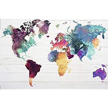 350x350 World Watercolor Map 13 Poster By Naxart 19 X 13in - Watercolor World