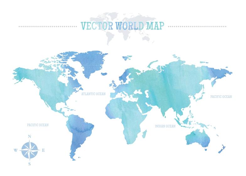 784x560 Watercolor World Map Vector - Watercolor World