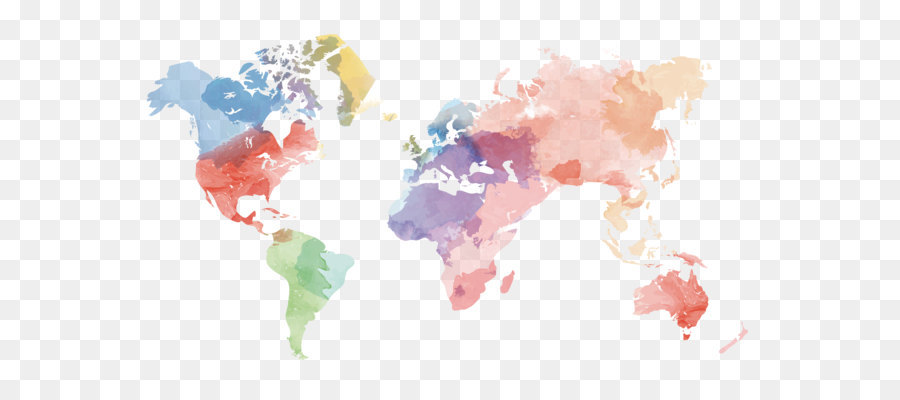 900x400 Globe United States World Map - Watercolor World