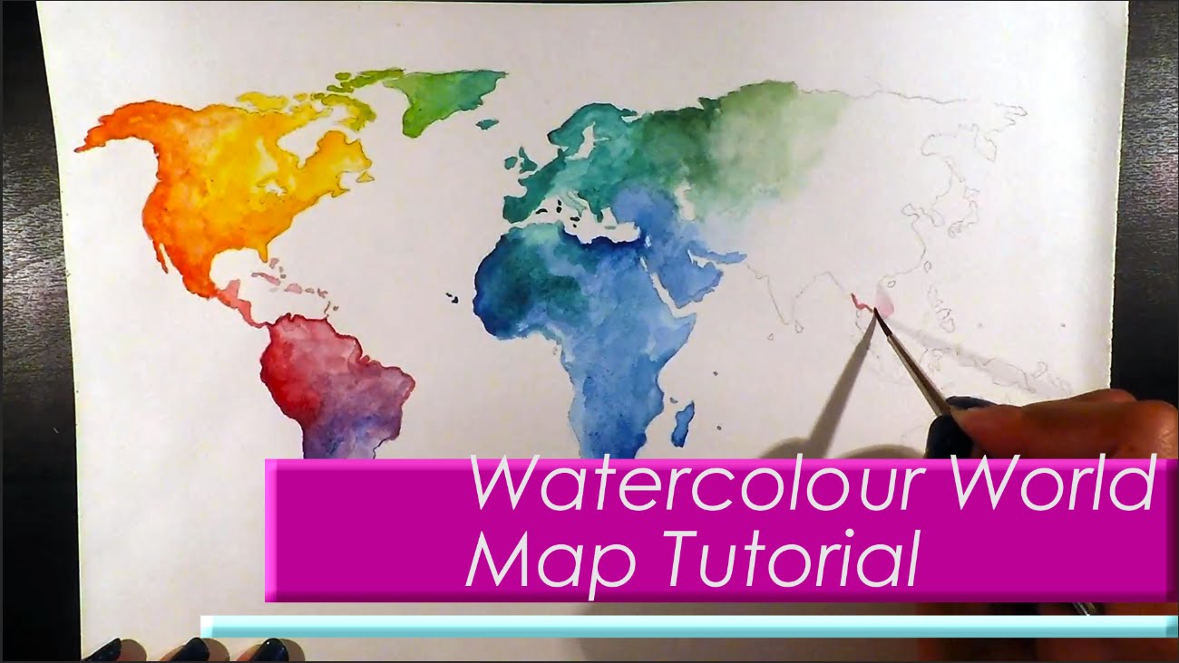 1300x732 Wanderlust Watercolour World Map Painting Tutorial - Watercolor World Map