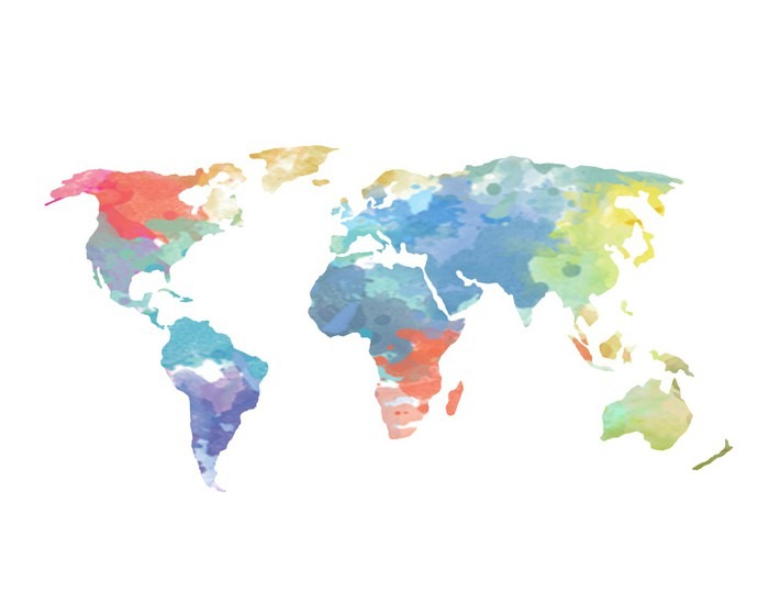 700x560 Watercolor World Map Poster Wall Mural We Live To Change - Watercolor World Map