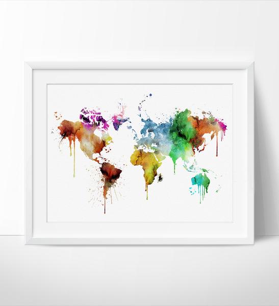 Watercolor World Map Poster at PaintingValley.com | Explore collection ...