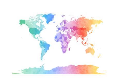473x315 Watercolor Map Of The World Map Posters By Michael Tompsett - Watercolor World Map Poster