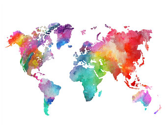 340x270 Watercolor World Map Etsy - Watercolor World Map Poster