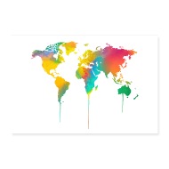190x190 Watercolor World Map Poster By Amazona Spreadshirt - Watercolor World Map Poster