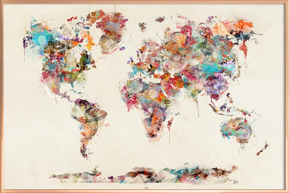 579x386 World Maps Posters In Aluminium Frames Juniqe - Watercolor World Map Poster