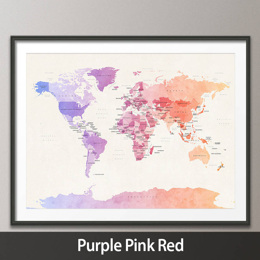 900x900 Political Watercolour World Map Art Print By Artpause - Watercolor World Map Poster