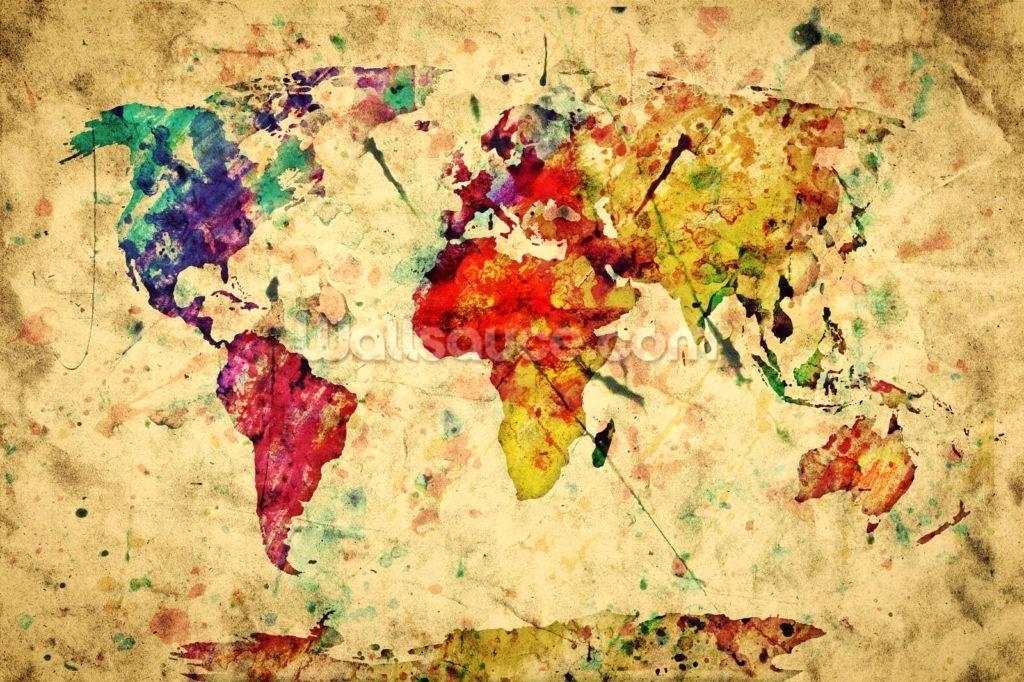 1024x682 Vintage World Map Wallpaper Group - Watercolor World Map Wallpaper