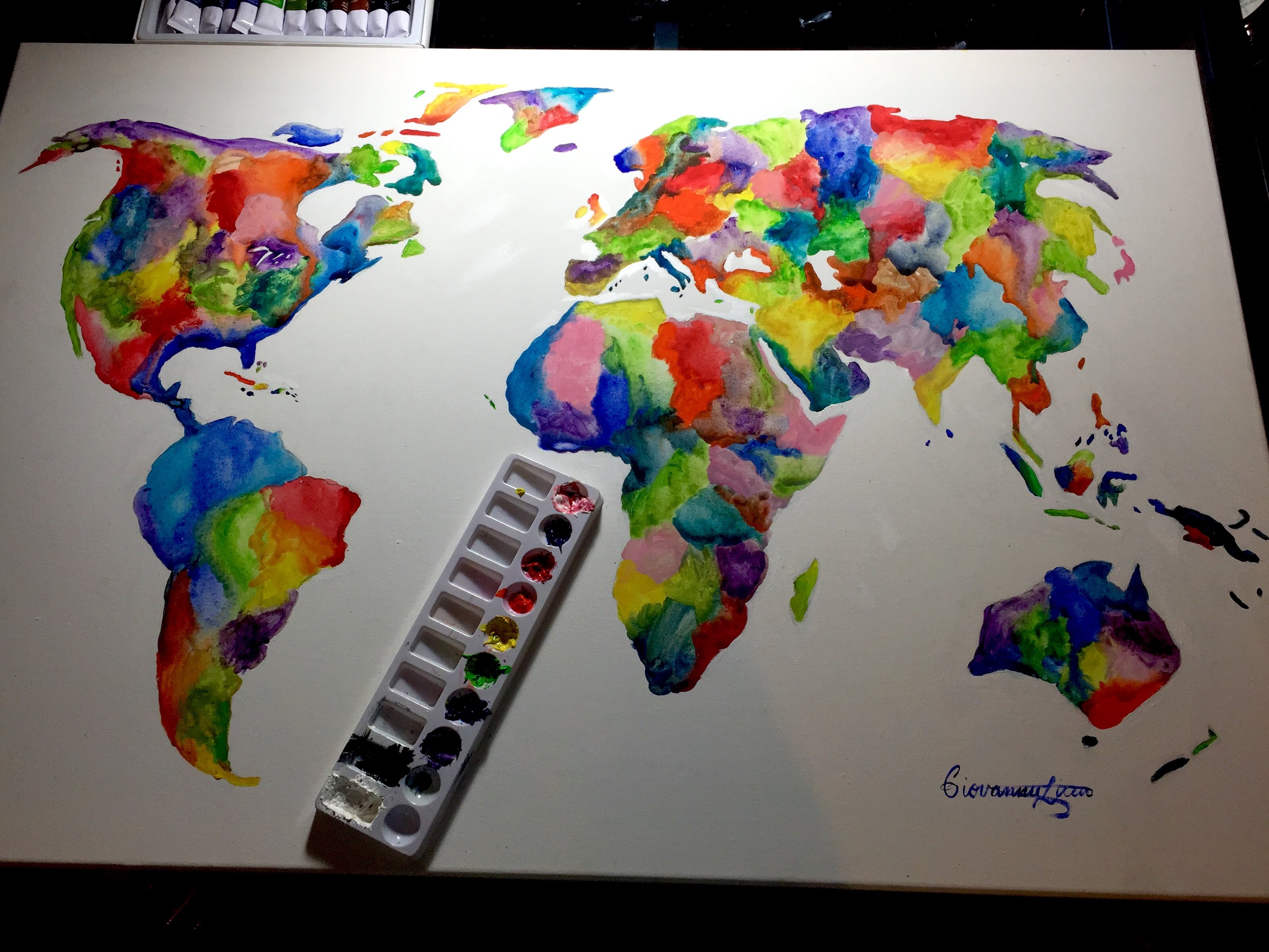 3198x2399 Colorful Watercolor World Map Painting - Watercolor World Map Wallpaper