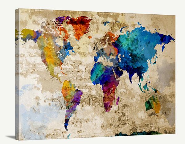 600x469 Map Art - Watercolor World Painting
