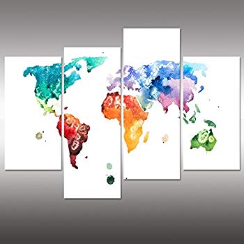 350x350 Visual Art Decor Large Watercolor World Map Wall Art - Watercolor World Painting