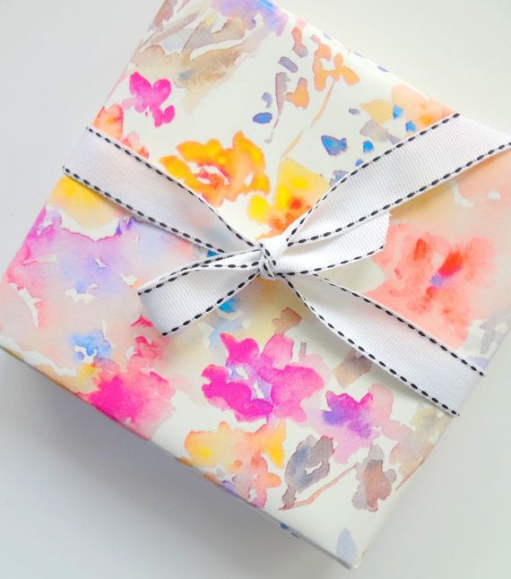 570x646 Gifts Wrapping Package Gift Wrap Floral Paper Watercolor Flowers - Watercolor Wrapping Paper