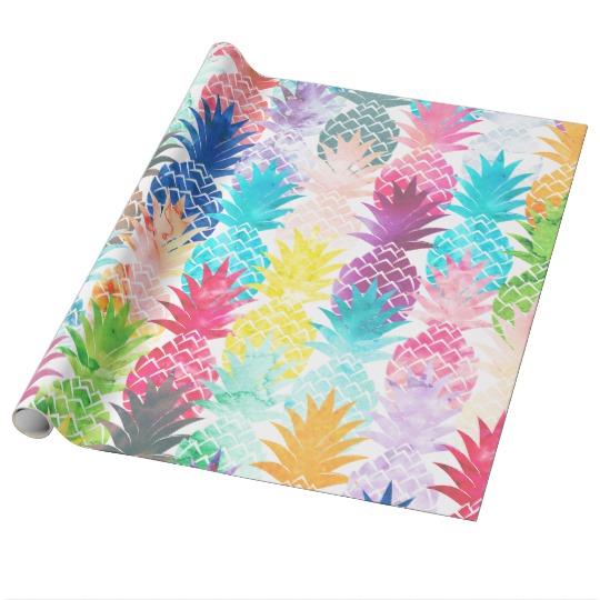 540x540 Hawaiian Pineapple Pattern Tropical Watercolor Wrapping Paper - Watercolor Wrapping Paper