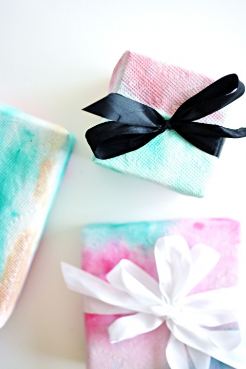 480x719 Diy Paper Towel Watercolor Wrapping Paper Little Inspiration - Watercolor Wrapping Paper