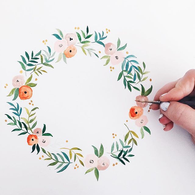 640x640 New Wreath In Progress - Watercolor Wreath